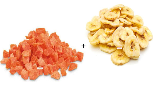 1 Kg Platano Chips + 1 Kg Papaya En Cubo Fruta Deshidratada