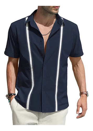 Camisa Cuban Camp Guayabera Para Hombre, Manga Corta, Caribb