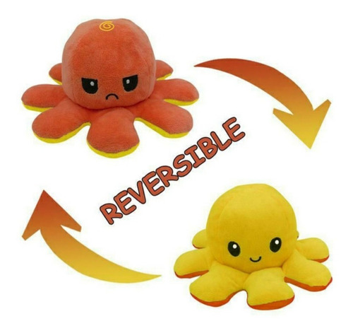 Peluche Pulpo Reversible Feliz Y EnojadoVariedad Colores