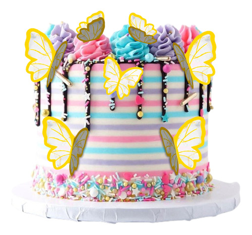 Mariposas De Oblea Comestible Para Decorar Postres 23pzs Blanco