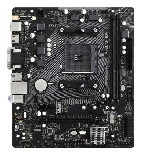 Placa Asrock A520m-hdv Amd Ryzen Am4 2xddr4 90-mxbe50-a0uayz