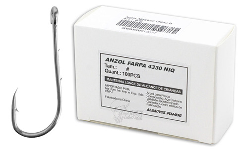 Anzol Albatroz 4330 C/ Farpa Nickel N°6 - 100 Peças