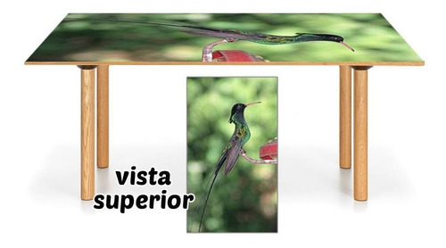 Vinilo Para Mesa Colibri Ave Colores Tropical Pajaro M2