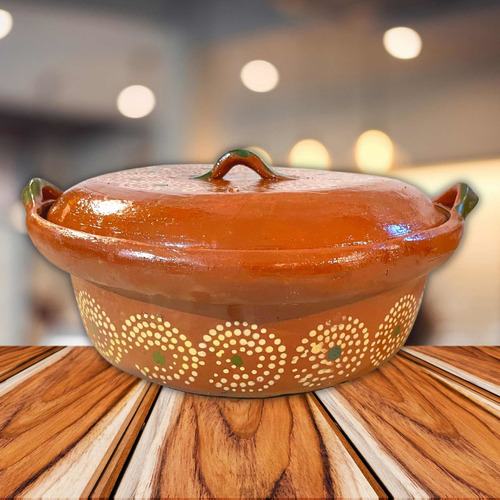 Cazuela De Barro Con Tapa Para 3.5 Litros / 1.75 Kg Color Marrón