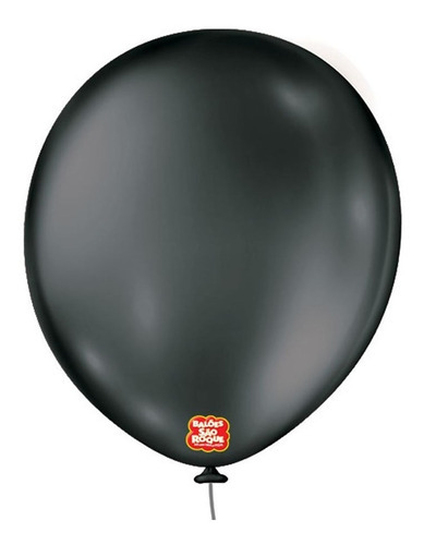 Balões São Roque Metalizado Nº 16 Redondo C/10un Cor Preto