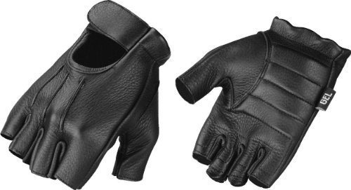 Shaf International Mens Deerskin Fingerless Gloves Black Med