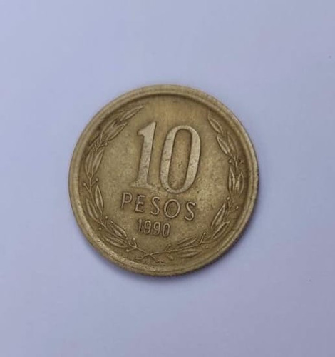 Moneda 10 Pesos Borde Ancho 1990