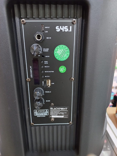Imagen 2 de 2 de Parlante Portátil Bluetooth Black Point S45 Aux Usb Fm Sd