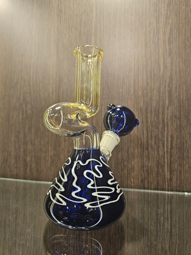 Bong Pirex 14 Cm Curvo Hongo / De Escritorio / Pipa De Agua 