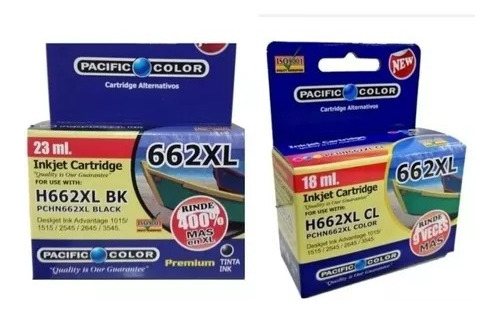 Pack Tintas 662 Hp Alternativo Negro/color Xl Pacific