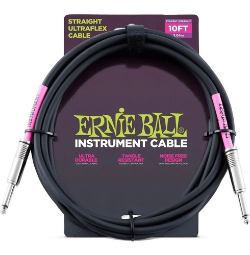 Ernie Ball Cable Instrumento Guitarra 3m Negro Musica Pilar