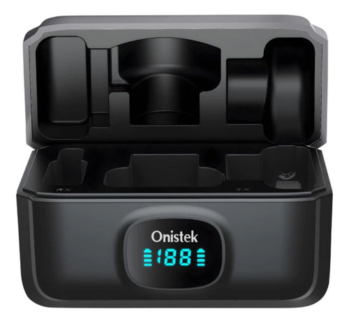 Microfone Lapela Preto Duplo Sem Fio Com Ímã Anti Ruído Entrada Tipo C Para iPhone 15 16 android