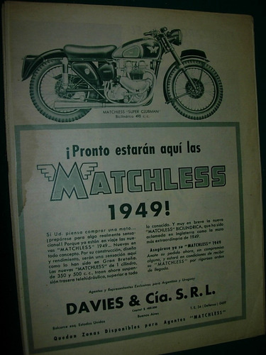 Publicidad Antigua Clipping Motocicletas Motos Matchless Mo2