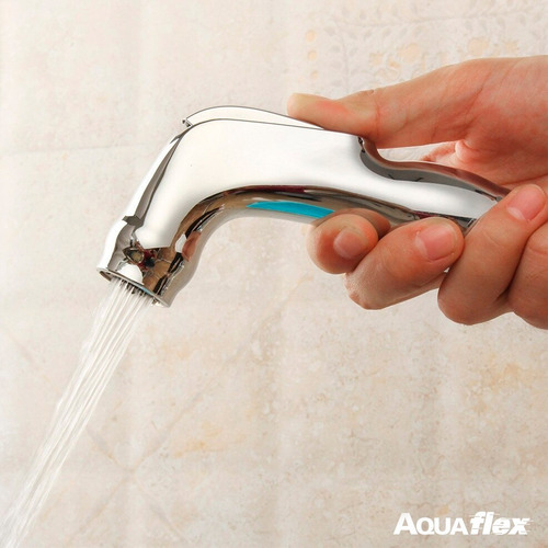 Imagen 3 de 7 de Ducha De Mano Abs Cromado Con Corte Para Bidet 6004 Aquaflex