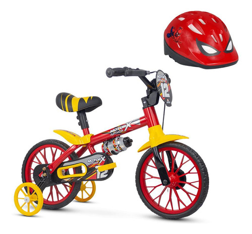 Bicicleta Infantil Aro 12 Motor X E Capacete Spider-man