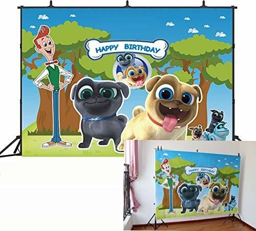 7x5ft Puppy Dog Pals Paw Fiesta De Cumpleaños Telón D...