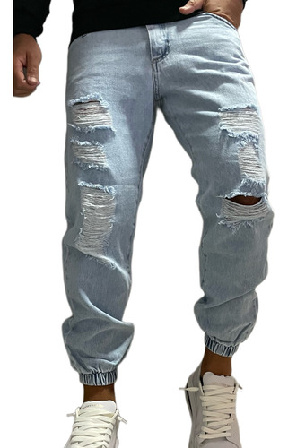 Jeans Mom Con Rotura Pantalon Hombre Overside Relaxed