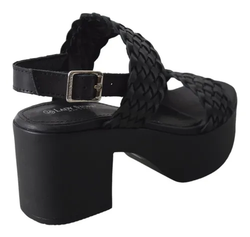 Sandalias De Cuero Lady Stork Aime Mujer Taco Acolchadas 4.275