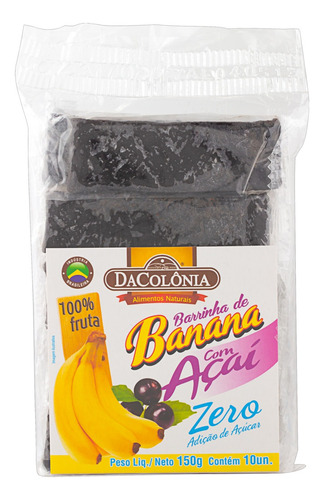 Banana com Açaí DaColônia Pacote 150g 10 Unidades