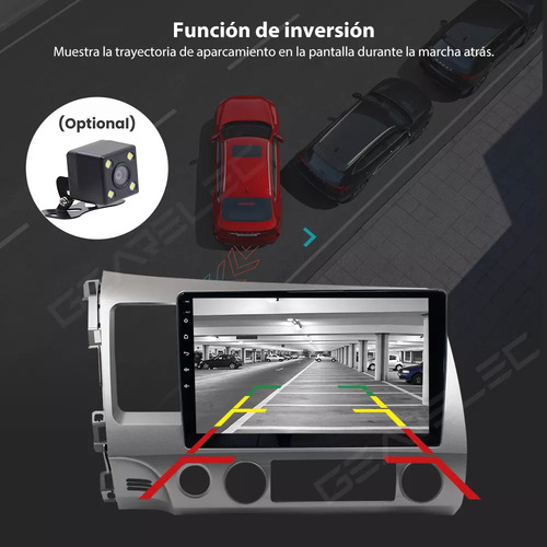 Gearelec Autoestéreo Pantalla Carplay Android Auto 2+32g Carplay Wifi Fm Gps Para Honda Civic 2006-2011 Con Cámara Arnés Rca Usb Admite Subwoofer Y Amplificador