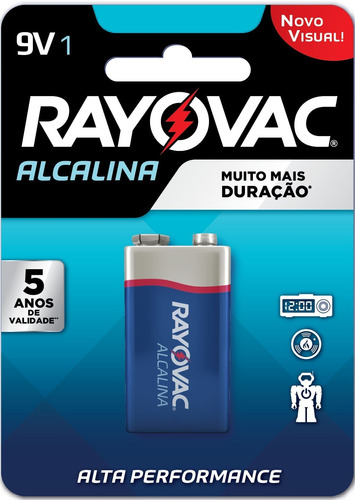 01 Pilha Bateria 9v Alcalina Rayovac