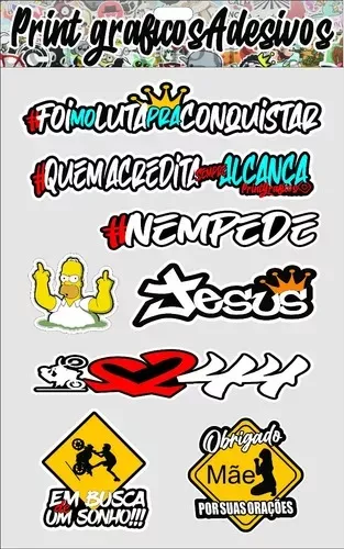 Kit 8 Cartelas Adesivos Carro Moto Bike Atacado 162 Stickers Ferkautoparts  Peças e Acessórios Nacionais e Importados