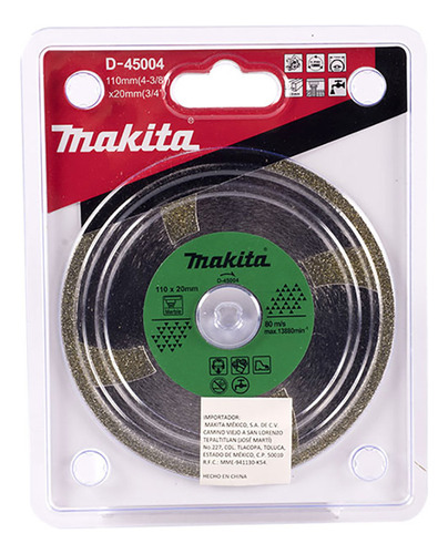 Makita D-45004 Disco De Diamante Electrodepositado 4 3/8  X