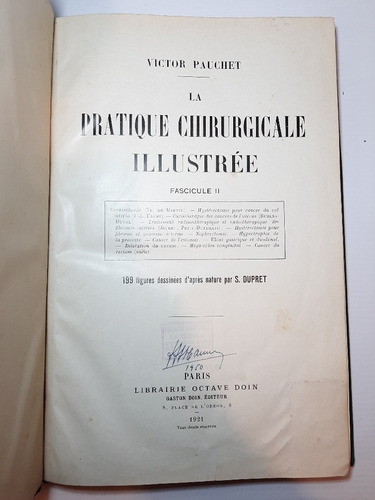 Antiguo Libro Cirugía Medicina Francés Pauchet 1921 Ro 803