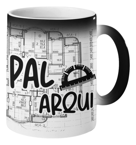 Taza Mágica Arquitecto+cuchara Pala Personalizada Plano Blanco Arquitecto