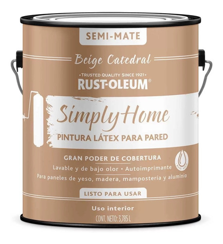 Pintura Interior Simply Home Beige Catedral Semimate 3,78 Lt