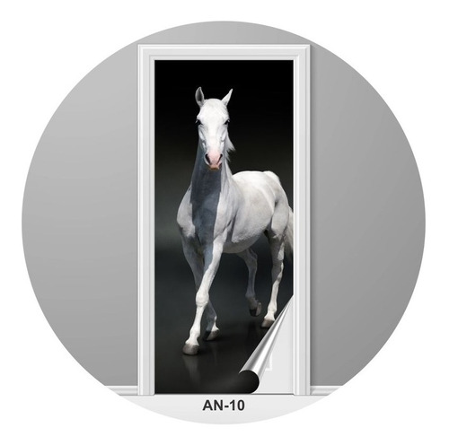 Adesivo Para Porta Animais Cavalo Branco Decoração An-10