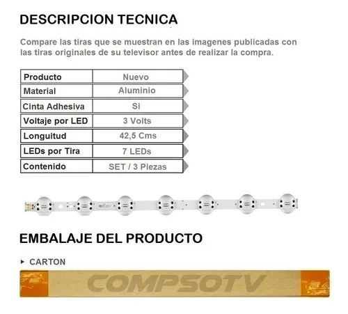 Tiras / Barras Led Para Tv 43 LG 43um7300pda