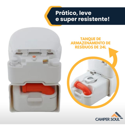 Vaso Sanitário Cassete Slim Portátil 24l Motorhome Trailer