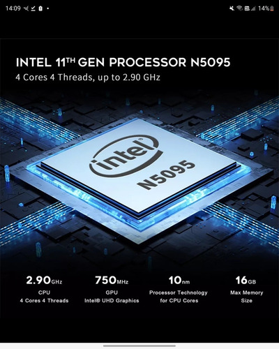 Mini Pc, Intel N5095 11th 16gb Ram 256 Ssd Win 11 64bits