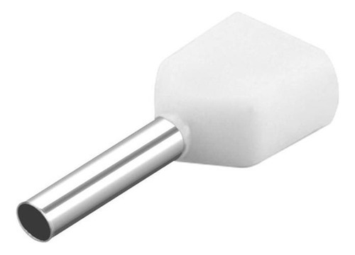 200 X Terminal Conector Tubular Ilhós Duplo 0,5mm Branco