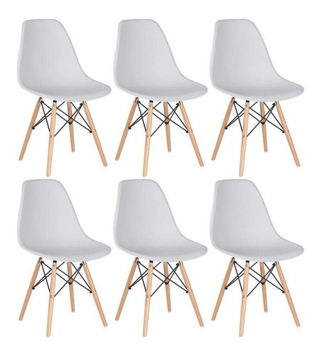 6 Cadeiras Charles Eames Wood Jantar Cozinha Dsw   Cores  Cor da estrutura da cadeira Cinza-claro