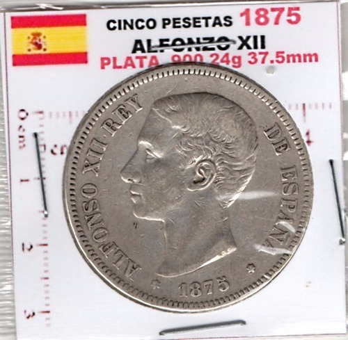 Una Moneda  Antigua Plata  Alfonso Xiii  1875         Ea3