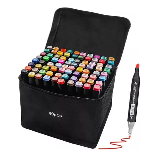 Kit Marcadores Punta Doble Colores Pincel Bolígrafos Dibujos