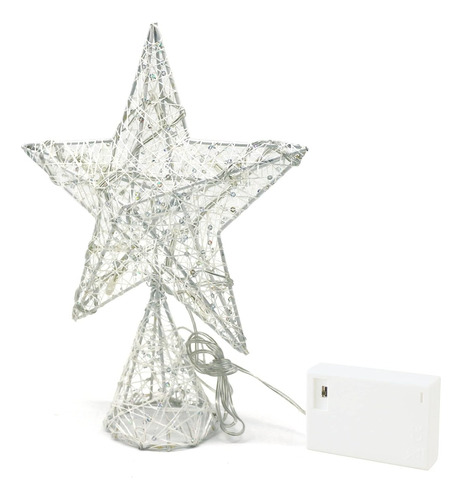 Estrella 5 Picos Para Arbol Navideño Blanca Con Luces Led