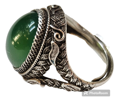 Antiguo Anillo De Plata Con Jade