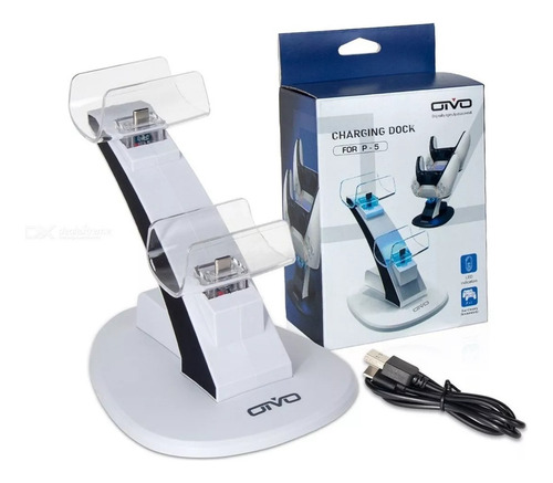 Suporte Base Dock Carregador 2 Controles Com Led Ps5
