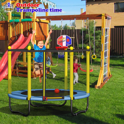 Trampolín De 1.52 Metros Para Niños Con Red Y Aro De Balonce