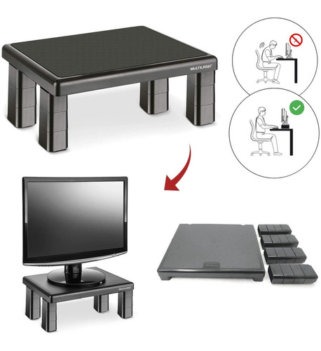 Suporte Base Para Monitor De Mesa Ajustável Ergonômico 