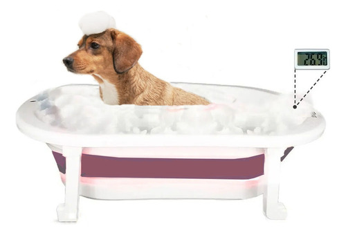 Bañera Para Mascotas Bañera Plegable C/ Termometro Y Tapon