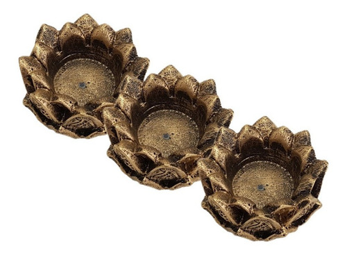 Incensario Kit Com 3 Peças C Vela Castical Flor De Lotus Pq.