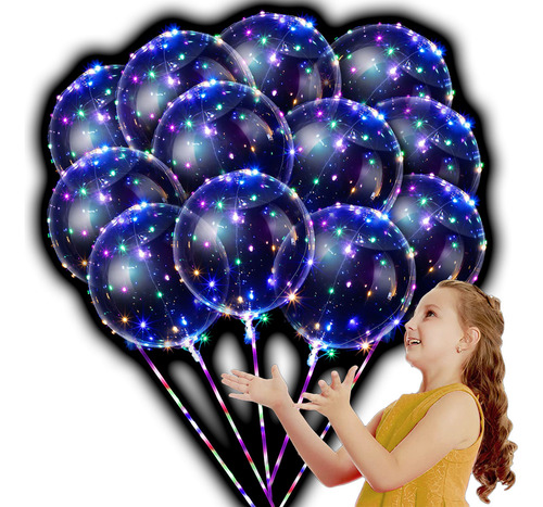 16pcs Globos Led Gigantes Transparentes Con Soporte Y Gancho Color Luz Led De Color