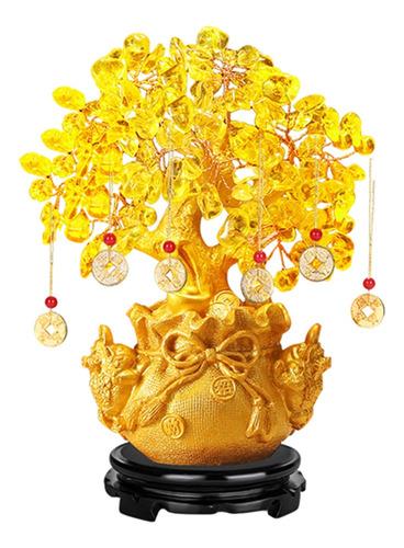 Árbol Artificial Árboles Feng Shui Dorado Con Soporte