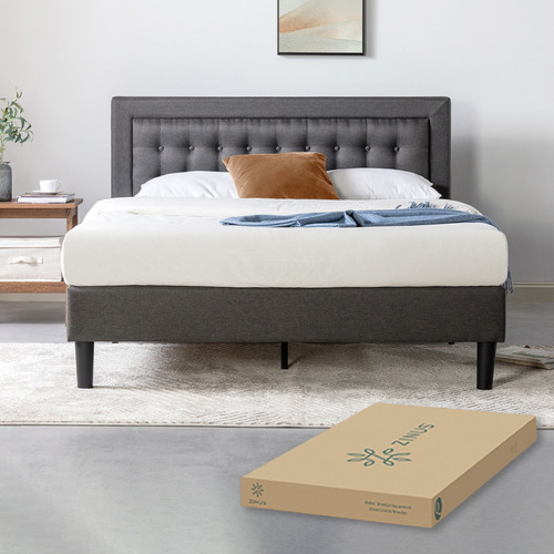 Zinus Dachelle Base De Cama Matrimonial Con Cabecera Y Tapiz