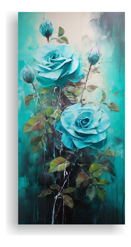 20x40cm Cuadro De Rosas Turquesa Estilo Ilustrativo Flores