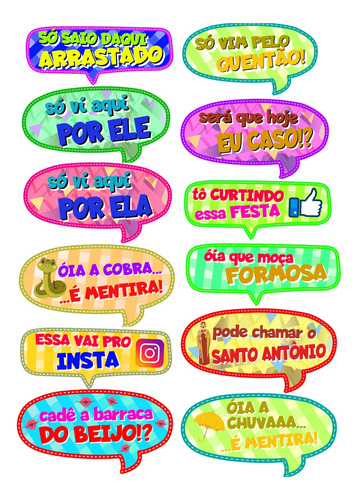 Kit 12 Plaquinhas Festa Junina Para Decoração Com Palitos